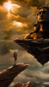 Shiva iPhone Woman Looking At Floating Statue shiva iphone wallpaper