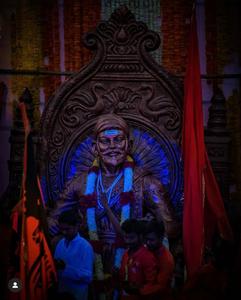 Shivaji Maharaj Statue With Blue Lights shivaji maharaj wallpaper