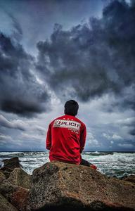 Single Boy And Dark Blue Sky single boy wallpaper