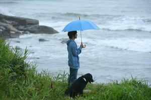 Single Boy With Black Dog single boy wallpaper