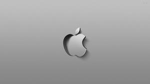 Sleek Apple Logo on Blue Background apple logo wallpaper