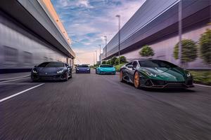 Sleek Sophistication - A stunning Lamborghini poses at sunset lamborghini wallpaper