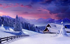 Snowy Cabin In Winter winter wallpaper