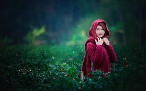 Solitary Child in a Cerise Dress  Wallpaper