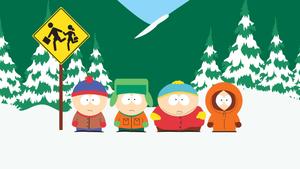 South Park Characters At Bus Stop south park wallpaper