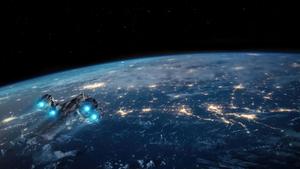 Spaceship Flying Over Earth Background earth wallpaper