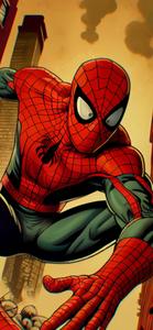 Spiderman daringly crawling over the city Wallpaper