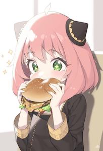 Spy X Family Anya Eating Burger spy x family wallpaper