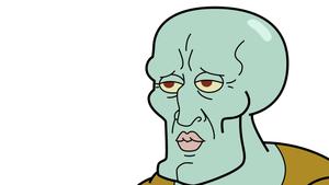 Squidward makes a sad looking attempt to appear handsome meme wallpaper