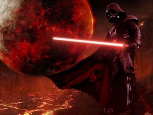 Star Wars Darth Vader On Red Background Wallpaper