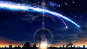 Staring up at the stars from the Tokyo cityscape - “Your Name” Mitsuha and Taki your name wallpaper
