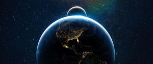 Starry Space With Earth Background earth wallpaper
