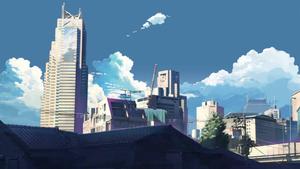Statuesque Cityscape Anime Aesthetic anime aesthetic wallpaper