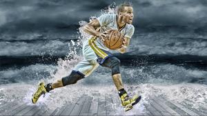 Stephen Curry With White Water Splash stephen curry wallpaper