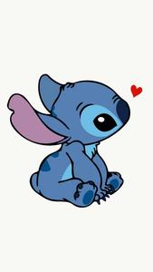 Stitch draws a loving heart Wallpaper