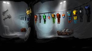 Storing Superhero Outfits in a Cave superhero wallpaper