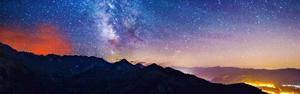 Stunning view of the starry night sky with dual monitors dual monitor wallpaper