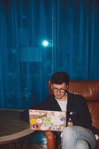 Stylish and Trendy Girl with Cute, Colorfully Designed Laptop cute laptop wallpaper