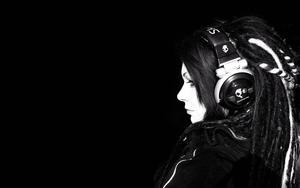 Stylish, Listening to Her Favorite Music black wallpaper
