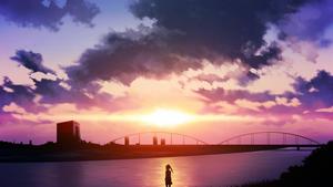 Sunset By The Bridge Anime Scenery anime scenery wallpaper