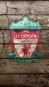 Supporter’s Artistry: Liverpool FC Emblazoned on Wooden Plank liverpool wallpaper