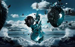 Surreal Electric Guitar in Futuristic Art 3D HD 3d hd wallpaper
