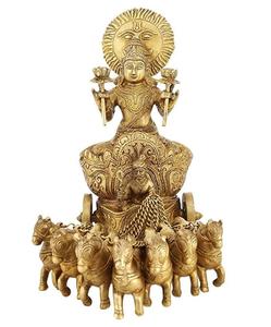 Surya Bhagwan Brass Figurine White Background surya bhagwan wallpaper