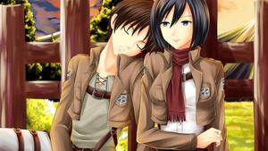 Sweet Mikasa And Eren Yeager eren yeager wallpaper