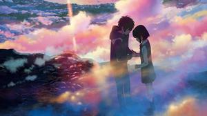 Taki and Mitsuha Holding Hands in the Film Your Name your name wallpaper