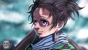 "Tanjiro makes a bold move to protect his loved ones". tanjiro wallpaper