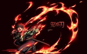Tanjiro performing Hinokami Kagura to defeat the evil. Wallpaper