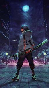 Tanjiro PFP City Night Street tanjiro pfp wallpaper