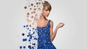 Taylor Swift looking glamorous through an electric disintegration effect taylor swift wallpaper