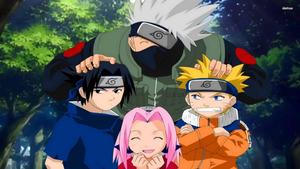 "Team 7 led by their teacher and mentor, Kakashi Hatake." Wallpaper