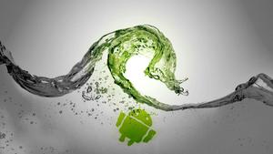 The Android Robot Rides the Wave of the Future android wallpaper