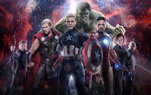 The Avengers team unites to save humanity in "Avengers: Age of Ultron" avengers wallpaper