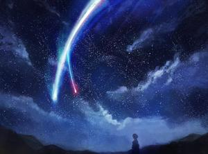 The beautiful silhouette of Mitsuha from the hit anime movie, Your Name your name wallpaper