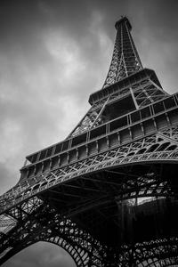 The city of lights stands proud in black and white black wallpaper