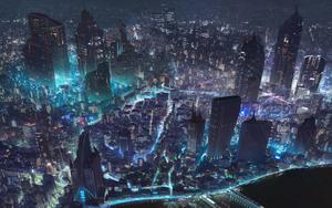 The city of tomorrow, a utopian future cyberpunk wallpaper