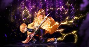 The Courageous Zenitsu Agatsuma Unleashes His Fearsome Lightning Breath zenitsu wallpaper