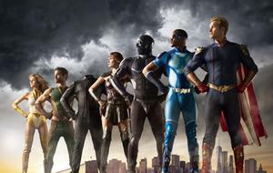 the dc comics team is standing in front of a city superhero wallpaper