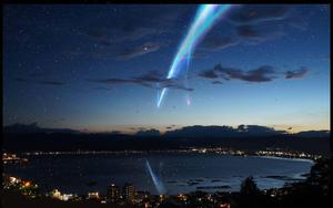 The enchanting view of Itomori Town and the Comet in the movie, Your Name your name wallpaper
