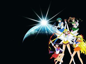 The five Sailor Senshi-Sailor Moon, Sailor Mercury, Sailor Mars, Sailor Jupiter, and Sailor Venus-working together for the benefit of the world. sailor moon wallpaper