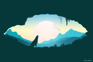 The Howling Wolf of the Night wolf wallpaper