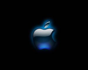 The iconic 3D Apple logo in a glowing light.  Wallpaper