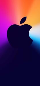The iconic Apple logo with colorful background Wallpaper