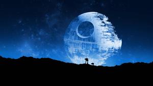 The Imperial Death Star looms over the galaxy.  Wallpaper