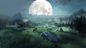 The Legend of Zelda - Captivating Landscape During a Full Moon 1080p wallpaper