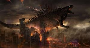 The Legendary Godzilla Looms Over a City Skyline godzilla wallpaper