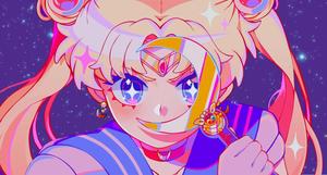 The legendary Sailor Moon, with her tiara and magical wand! sailor moon wallpaper